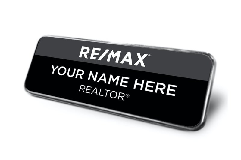 Framed Name Tag - Black/Silver RE/MAX 1x3 Name Tag