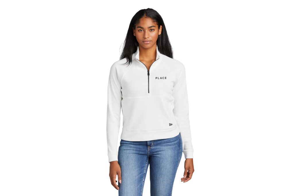 PLACE | New Era® Ladies STS 1/2-Zip White- Embroidered