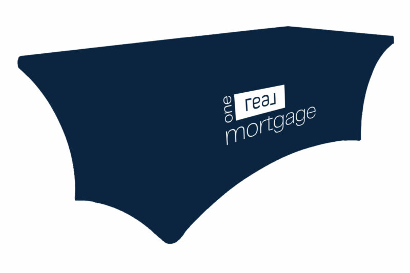 One Real Mortgage | 6 ft. Stretch Table Throw 3-sided with Custom Print - Image 2
