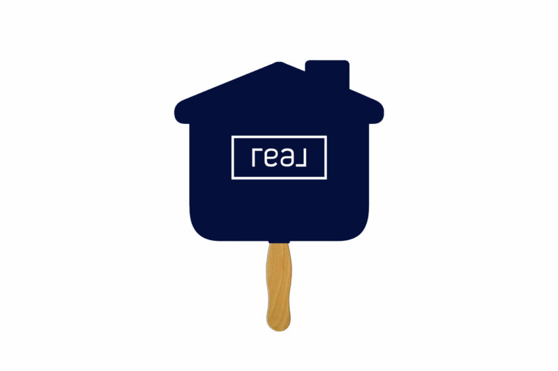 Real | House Shaped Fan (Navy Outline)