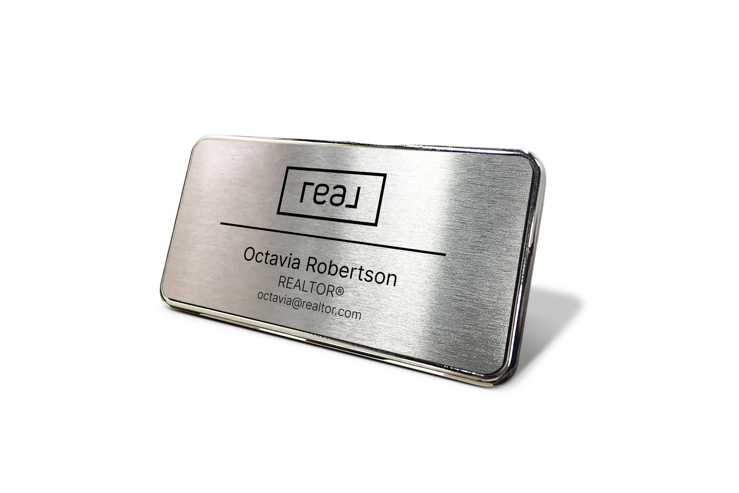Real | Framed Name Tag - Silver 1.5x3