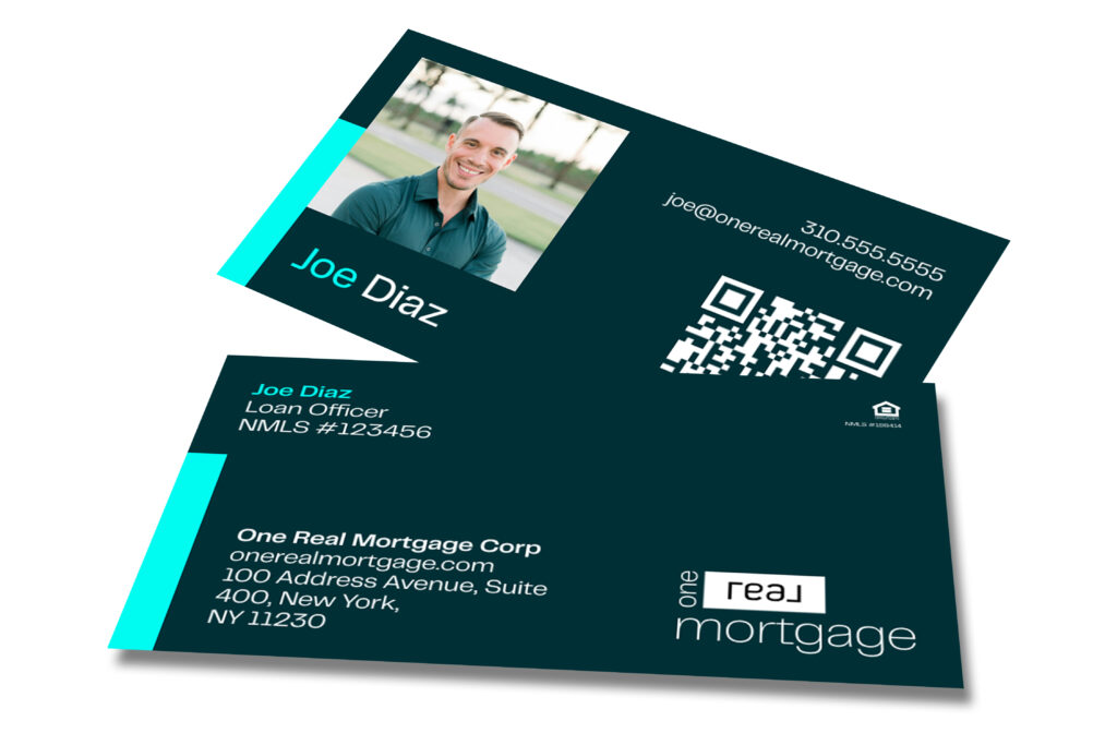 One Real Mortgage | Green with Back Photo Business Card