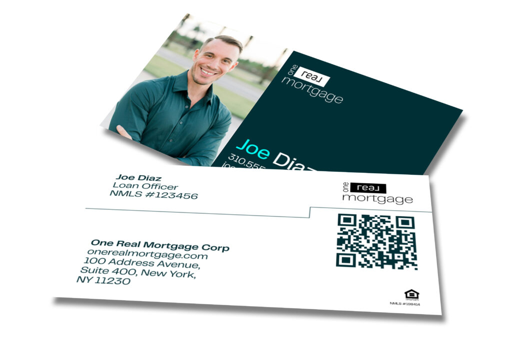 One Real Mortgage | Green White with Big Headshot Business Card