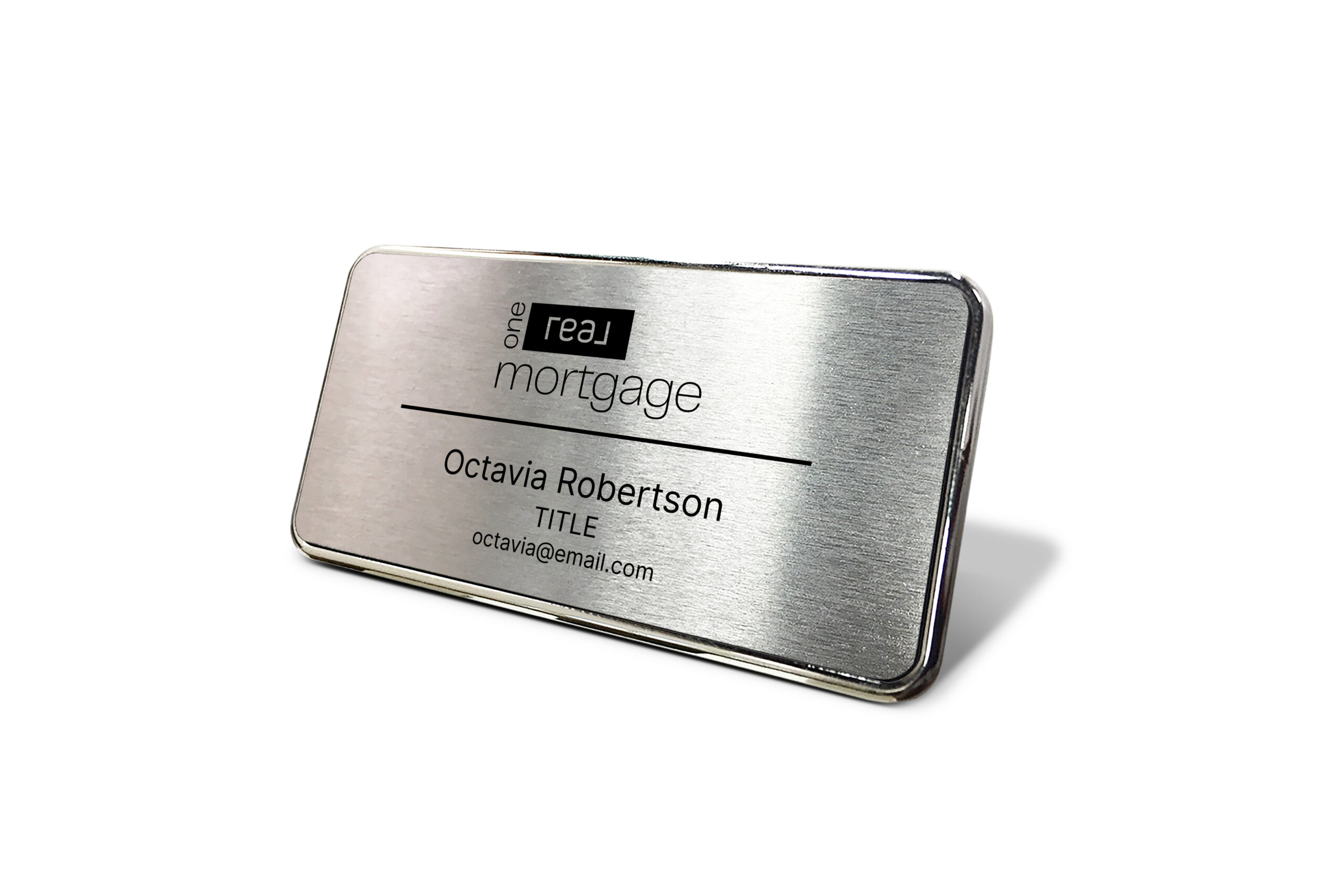 One Real Mortgage | 1.5x3 Framed Name Tag - Silver with Black Line